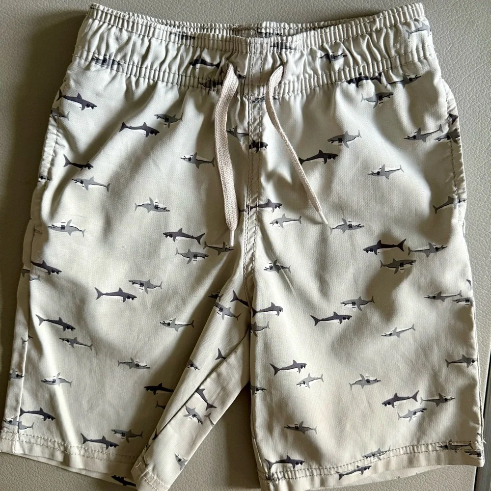 OshKosh B'Gosh Boy’s Drawings Shorts | Size 5 Yrs | Teal & Gray Shark